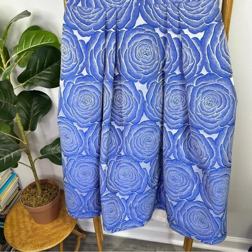 Ivanka Trump Blue Floral Midi Dress sz 10